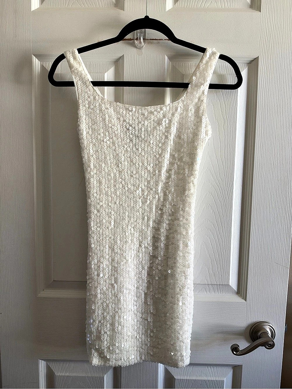 Aqua Sequin Mini Dress in White Size Small Like New